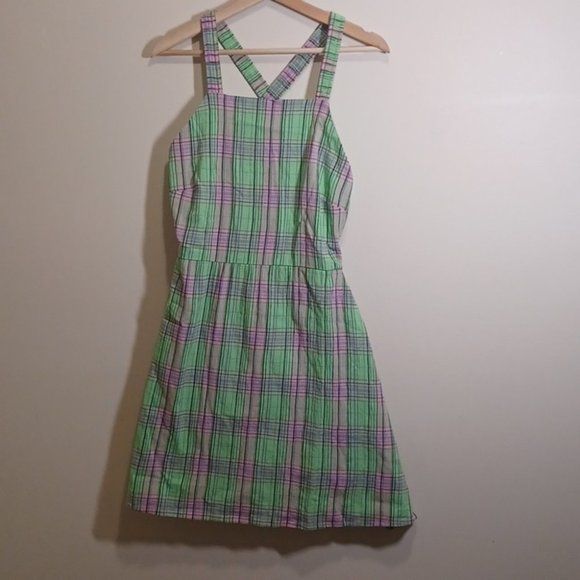 B.P Green Print Square Neck Cotton Minidress - Picture 6 of 12